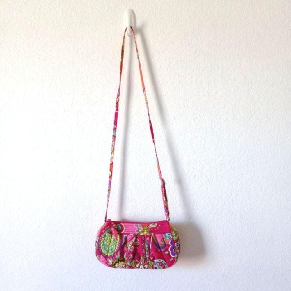 Vera Bradley Pink Swirls On The Go Shoulder Bag Adjustable Crossbody Handbag